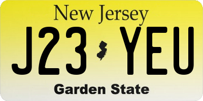 NJ license plate J23YEU