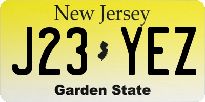 NJ license plate J23YEZ