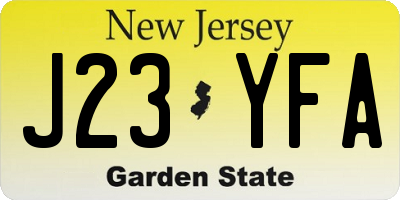 NJ license plate J23YFA