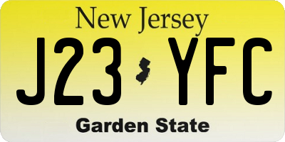 NJ license plate J23YFC