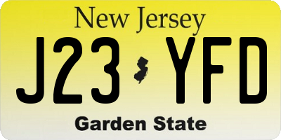 NJ license plate J23YFD