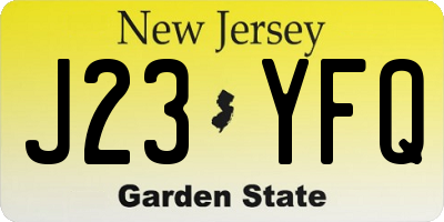 NJ license plate J23YFQ