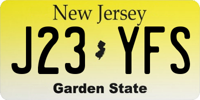 NJ license plate J23YFS