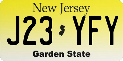 NJ license plate J23YFY