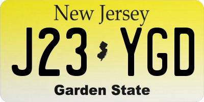 NJ license plate J23YGD