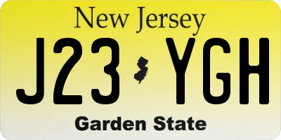 NJ license plate J23YGH