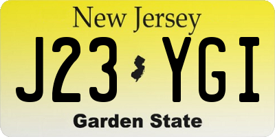 NJ license plate J23YGI