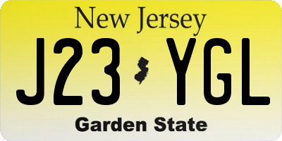 NJ license plate J23YGL