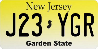 NJ license plate J23YGR