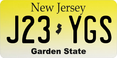 NJ license plate J23YGS