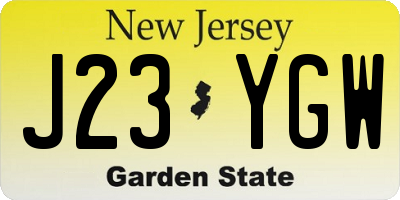 NJ license plate J23YGW