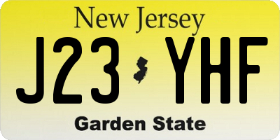 NJ license plate J23YHF