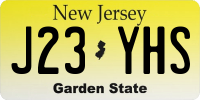 NJ license plate J23YHS