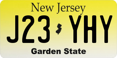 NJ license plate J23YHY