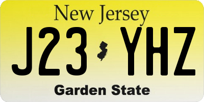 NJ license plate J23YHZ