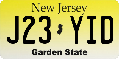 NJ license plate J23YID