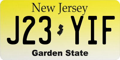 NJ license plate J23YIF