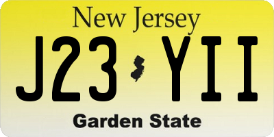 NJ license plate J23YII