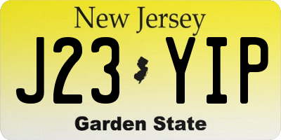NJ license plate J23YIP