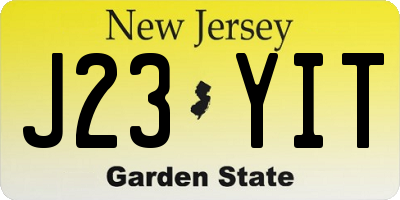 NJ license plate J23YIT