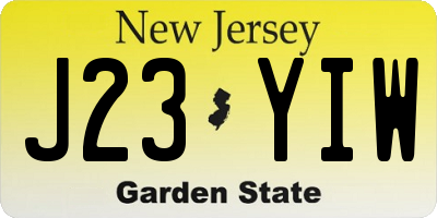 NJ license plate J23YIW