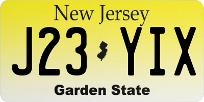 NJ license plate J23YIX
