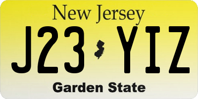 NJ license plate J23YIZ