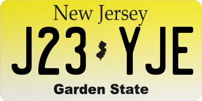 NJ license plate J23YJE