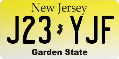 NJ license plate J23YJF