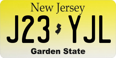 NJ license plate J23YJL