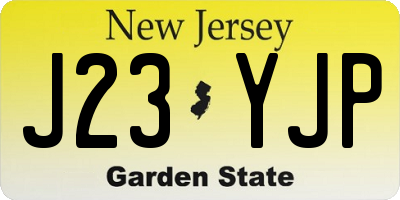 NJ license plate J23YJP