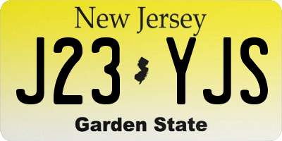 NJ license plate J23YJS