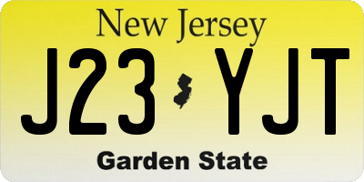 NJ license plate J23YJT