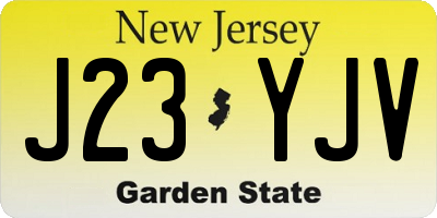 NJ license plate J23YJV