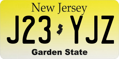 NJ license plate J23YJZ
