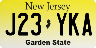 NJ license plate J23YKA