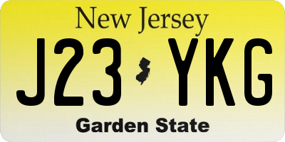 NJ license plate J23YKG