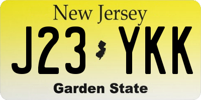 NJ license plate J23YKK