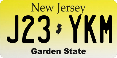 NJ license plate J23YKM