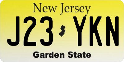 NJ license plate J23YKN