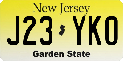 NJ license plate J23YKO