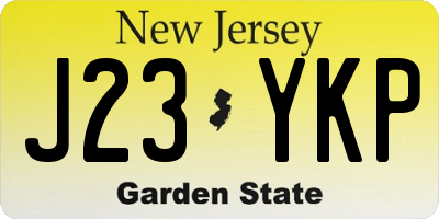 NJ license plate J23YKP