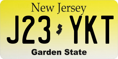 NJ license plate J23YKT
