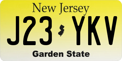 NJ license plate J23YKV