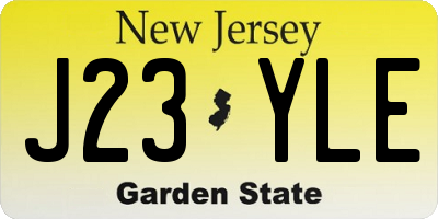 NJ license plate J23YLE