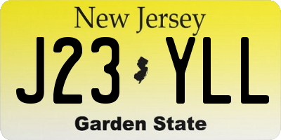 NJ license plate J23YLL
