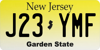 NJ license plate J23YMF