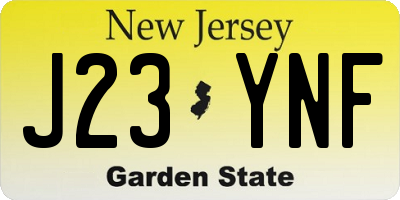 NJ license plate J23YNF