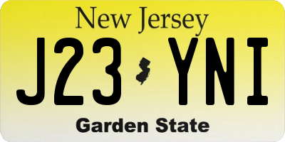 NJ license plate J23YNI