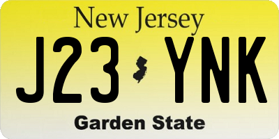 NJ license plate J23YNK
